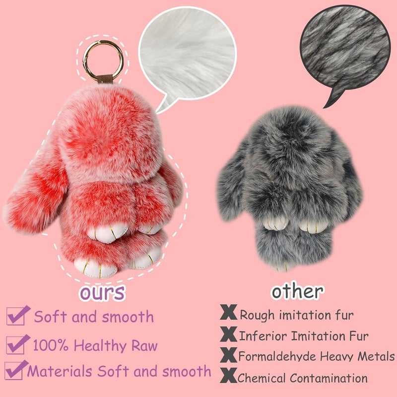 MINGRI Soft Bunny Keychain with Tin,Cute Valentines Gift Plush Keychain for Backpack,Bag Charm Gift Key Chain - Image 3